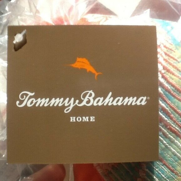 Tommy Bahama 20" Square ORANGE Embroidered BATIK FISH Throw Pillow - brand new - Picture 4 of 9